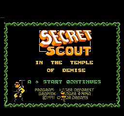 Secret Scout in the Temple of Demise Title Screen